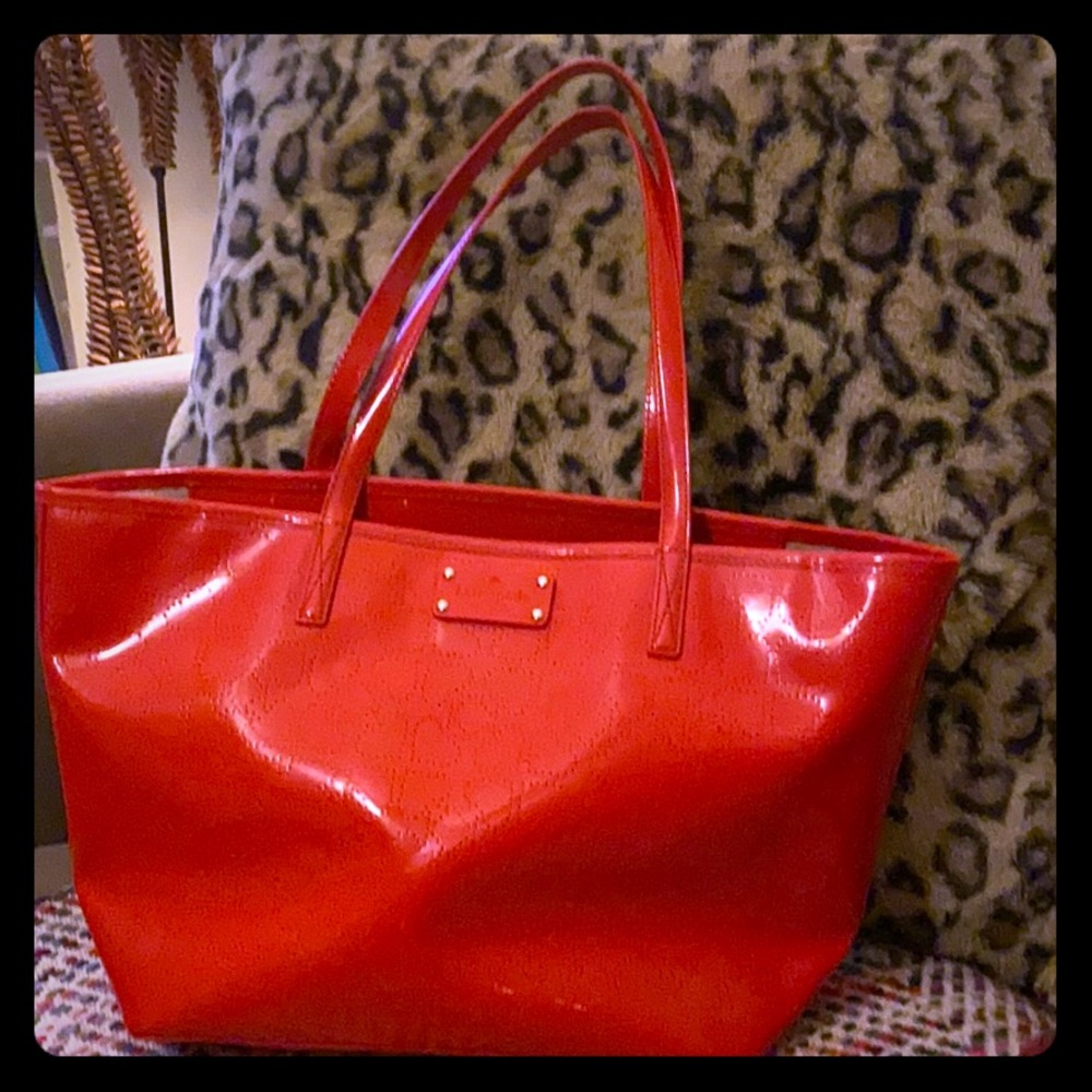 Kate Spade red patten leather tote bag